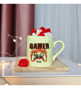 Gamer ( Oyuncu ) Tasarımlı Kişiye Özel Sarı Türk Kahvesi Fincanı