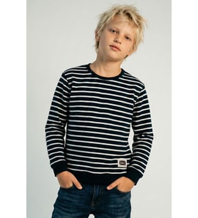 Breeze Erkek Çocuk Sweatshirt Arma Detaylı Çizgili 4-8 Yaş, Lacivert