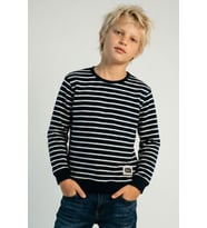 Breeze Erkek Çocuk Sweatshirt Arma Detaylı Çizgili 4-8 Yaş, Lacivert