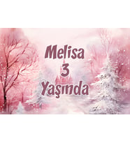 Pembe Orman ve Şato Temalı Doğum Günü Afişi 35X50 cm