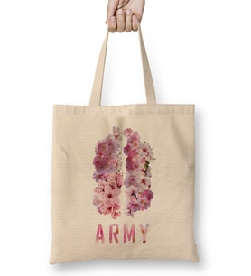 Bts Wings Logo Total Sakura Flowers Army Kpop Bez Çanta Uzun Saplı