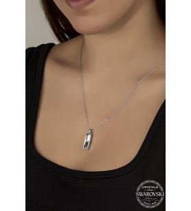 Union Swarovski Crystal Kadın Beyaz Baget Gümüş Kolye