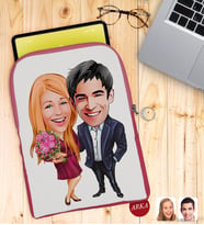 BK Gift Kişiye Özel Sevgililer Karikatürlü Taşınabilir Koruyucu Tablet Kılıfı & Organizer Çanta - Pembe-94