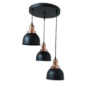 Dylight Retro Metal Siyah 3 lü Bakır Duylu Dekoratif Rustik Sarkıt Avize çap:30 cm
