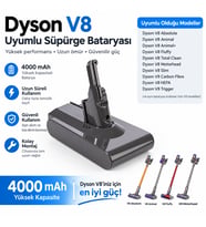 Dyson V8 Carbon Fiber ile uyumlu süpürge bataryası 4000 mah