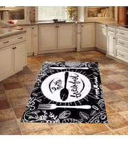 Kitchen Hello Breakfast Dijital Baskılı Kaymaz Taban Yıkanabilir Leke Tutmaz Mutfak Halısı (Beyaz)