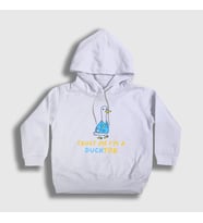 Presmono Unisex Çocuk Beyaz Trust Me Ducktor Ördek Hediye Doktor Kapüşonlu Sweatshirt 504631tt (Beyaz)