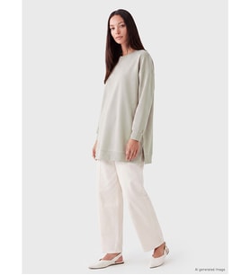 LC WAIKIKI Gri Soft Touch Kadın Sweatshirt Tunik