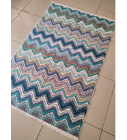 EVALİFE 0605 GRİ MAVİ KAYMAZ DERİ TABAN HALI 120X180 CM