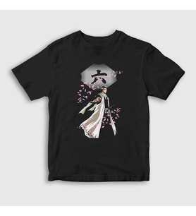 Presmono Unisex Çocuk Siyah Byakuya Anime Bleach T-Shirt 127252tt