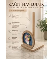 Ahşap Kağıt Havluluk Dekoratif Mutfak Tezgah Üstü Vazo Çiçek Figürlü Havlu Tutucu 25 Cm Stand