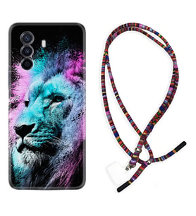Huawei Nova Y70 Y90 Nova 9 SE  Kılıf Boyun Asklı Rasta Silikon Pink Blue Leon 1603
