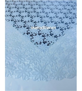 kaplama küçük papatya yıldız desen işeme dantel görünümlü pvc yuvarlak muşamba masa örtüsü Beyaz 130 x 130