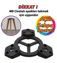 Açılı Üçlü Sehpa Bağlantı Aparatı Zigon Puf Tabure Mobilya Masa Ayağı Ayak Takma Tabanı (Siyah)