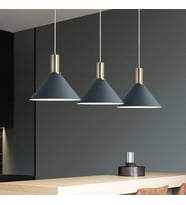 Rsylight Retro Metal Masa Üstü 3 Lü Gri Rustik Dekoratif Sarkıt Avize 100 cm