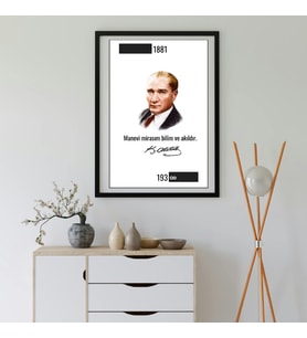 Atatürk Portreli Duvar Tablosu Yapışkanlı Sök Tak Çerçeveli 20x30cm - 1881-193∞ Sonsuzluk Tasarımlı Hediye Poster