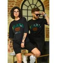 Sevgili Kombini Çift Unisex Oversize Tişört Siyah