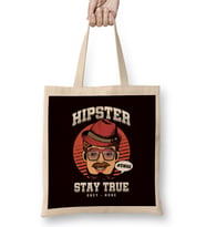 Hipster Stay Retro True Obey None Bearded Mustache Gift Bez Çanta Uzun Saplı