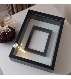 25x35 Cm Pleksi Kaplı Yatay Fotoğraf Alanlı Model Tasarım Gül Kutusu Anı Çerçevesi! İsimsiz Ledli!(Fotoğraf Hediye) (Siyah)