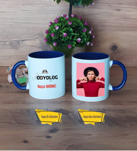 Odyolog Kupa Bardak Lacivert Fotoğraflı Tıp Bayramı Hediyesi Odyologlar Günü Hediyesi