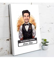 Kişiye Özel Hediye Karikatürlü En Başarılı Erkek Garson Kanvas Tablo