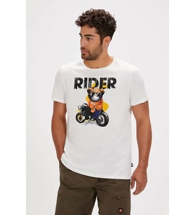 Bad Bear Fever Off-White Men's T-Shirt (Beyaz)
