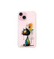 iPhone 15 Plus ile Uyumlu Splash Kedi Tasarımlı Şeffaf Silikon Kılıf