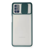 Newface Samsung Galaxy M51 Kılıf Palm Buzlu Kamera Sürgülü Silikon - Yeşil