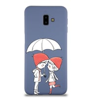 Samsung Galaxy J6 Plus Uyumlu Lansman Kılıf Aşk Tasarımlı İçi Kadife Kapak-Petrol Mavisi (Şeffaf)