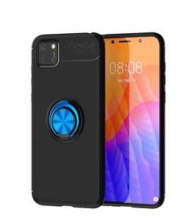 Durukar® Huawei Y5P Kılıf Range Yüzüklü Silikon - Siyah-Mavi