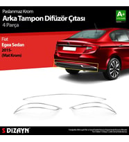 Fiat Egea SD Krom Arka Tampon Difüzör Çıtası 3 Prç. 2015 Üzeri (Mat Krom)