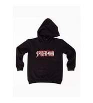 Spiderman baskılı örümcek adam kapüşonlu pamuklu kumaş çocuk sweatshirt (Siyah)