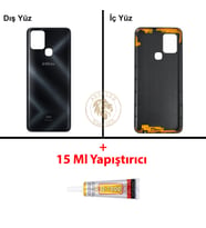 Infinix Note 10 Siyah Uyumlu Arka Kapak + B7000 Yapıştırıcı Arka Cam Batarya Pil Kapağı Lazer Kesim