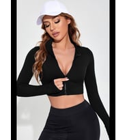 Fantezia Night Kadın Bordo Uzun Kol Fermuarlı Parmak Geçme Detaylı Dik Yaka Crop Top Bluz