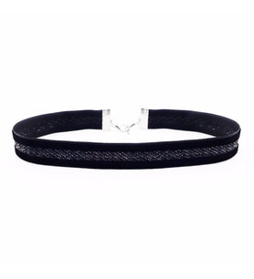 Simli Siyah Kadın Choker