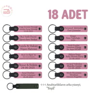 Pembe & Yeşil, Öğrencilerin Birlikte Paylaşabileceği, 18'li Anahtarlık Set, İsme Özel Hatıra