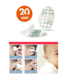 20 ‘li Bebek Çocuk Kulak İçin Su Geçirmez Bant, Kulak Koruyucu