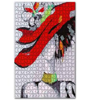 Cakapuzzle Kırmızı Şapkalı Kadının Sulu Boya Çizgisi Puzzle Yapboz MDF (Ahşap) (120 Parça)