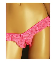 Desire in Motion Bel Fırfırlı Dantelli Fantezi Kadın Külot Tanga (Pembe)