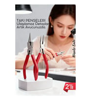 Profesyonel 2'li Takı Pense Seti 12 cm Takı Yapımı İçin Mini Pense Seti