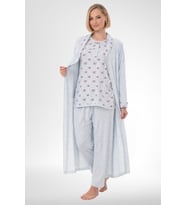 Mecit 6316 Mavi Kadın Büyük Beden Sabahlıklı Pijama Takımı