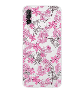 PrintiFy Huawei P30 Lite Uyumlu Kamera Korumalı Floral Pembe Tasarımlı Şeffaf Silikon Kılıf