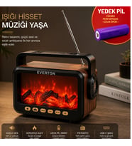 Everton RT-734 Retro Tasarımlı Şömine Efektli Solar El Fenerli Bluetooth Hoparlör (YEDEK PİLİ)