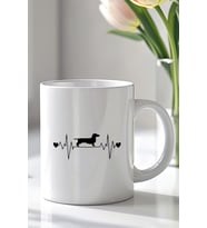 Köpek Kalp Atışı Temalı 330ml Baskılı Beyaz Seramik Kupa Bardak