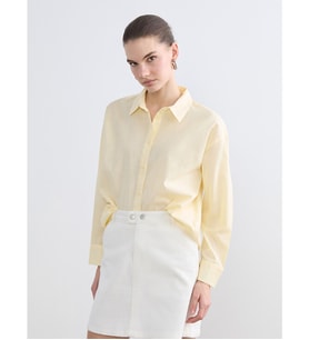 LCW Vision Sarı Oversize Kadın Gömlek