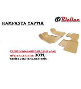 Rizline Audi A6 2014-Sonrası 3D Havuzlu Paspas Bej (Siyah - Beyaz)