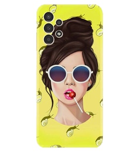 Samsung Galaxy M14 Uyumlu Kılıf Resimli Desenli Baskılı Silikon Lollipop Woman 1416