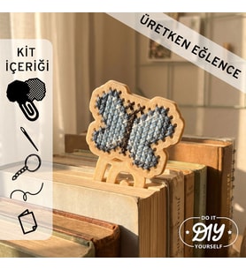 Etamina Kelebek Figürlü Kanaviçe Kitap Ayracı Kiti