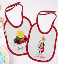 BK Kids Kişiye Özel Uğur Böceği Tasarımlı 2’li Kırmızı Mama Önlüğü-2