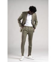 SİR Regular Fit Yarım Astarlı %100 Linen (Keten) Kumaş Takım Elbise (Yeşil)